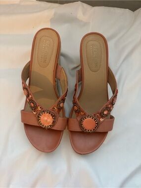 Reaction Kenneth Cole Coral Embellished Slide Sandals